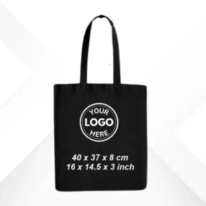 Personalized Black Cotton Tote Bag - 300GSM