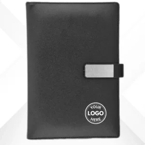 Black Soft PU Notebook with Silver Button Closure