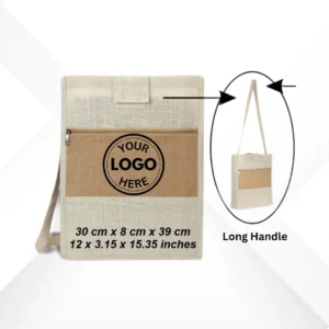 Canvas Jute Bag with Side Zip & Long Handle