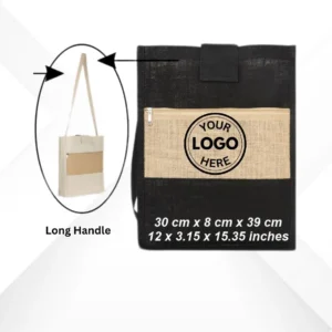 Jute Bag with Side Zip and Long Handle