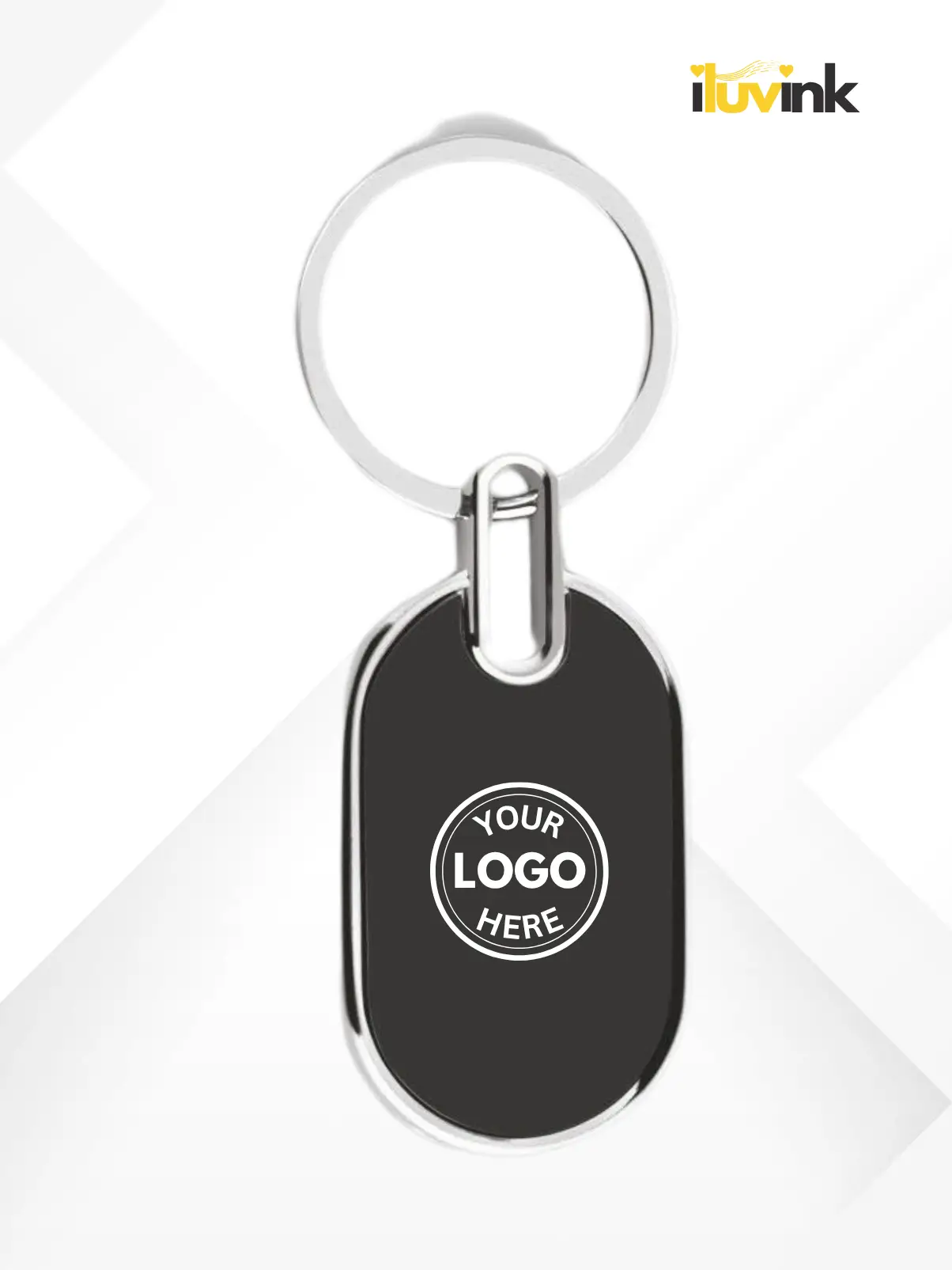 Black Oval Custom Keychain