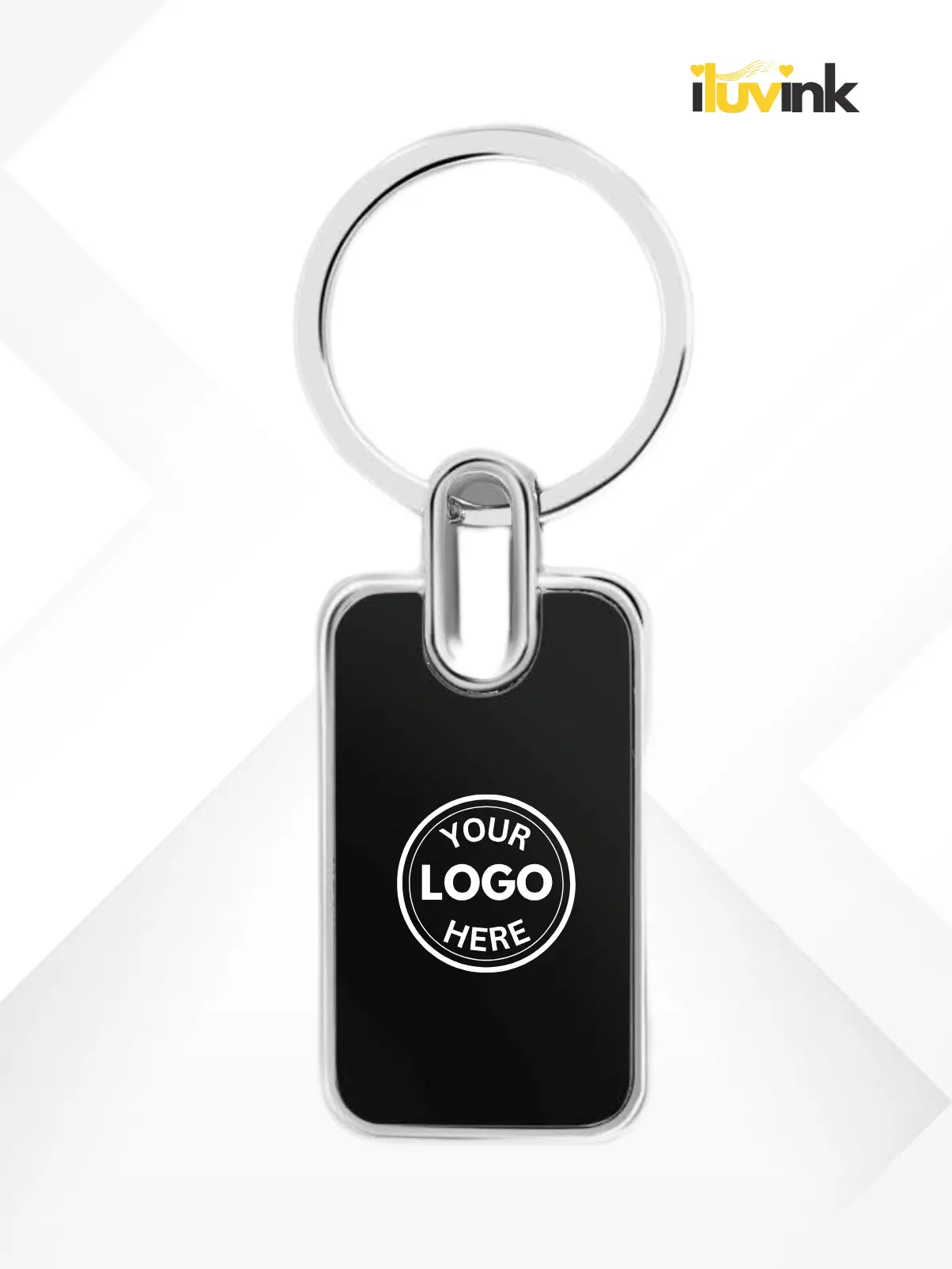 Black Rectangle Custom Keychain