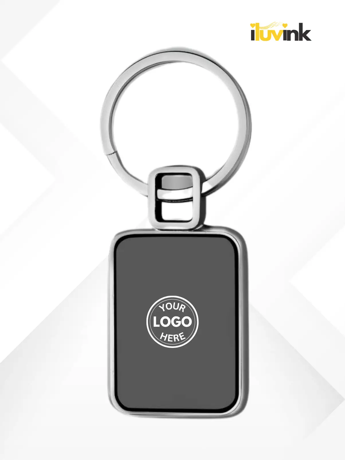 Grey Square Custom Keychain