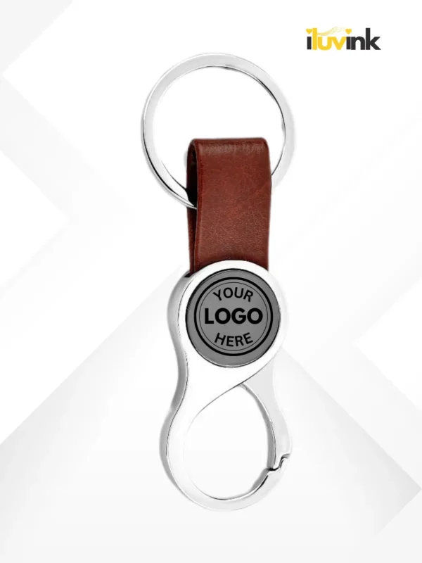 Brown Round Custom Hook Keychain