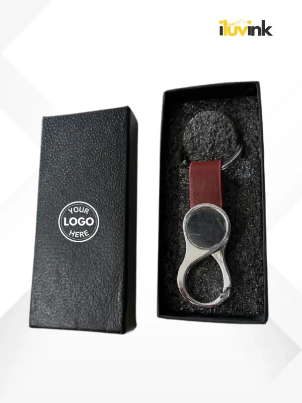 Brown Grey Custom Metal Keychain - Image 2