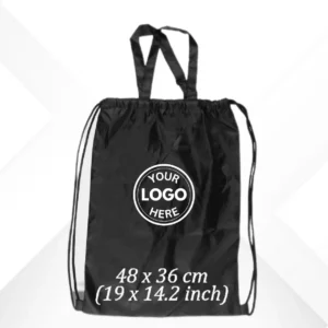 Durable Black Nylon Drawstring Bag
