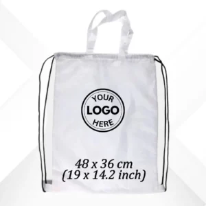 Nylon Drawstring Bag in White Color