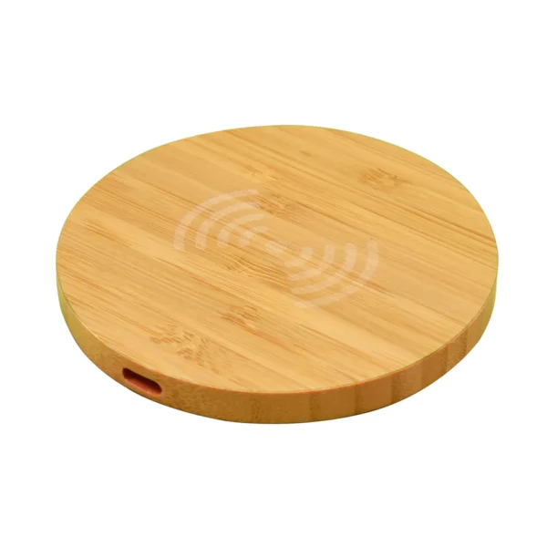 Wangari Olive 15W Round Wireless Bamboo Charger - Image 2