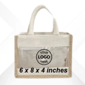 Unique Small Jute Bag with Transparent Sides