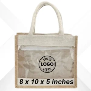 Medium Jute Bag with Transparent Sides